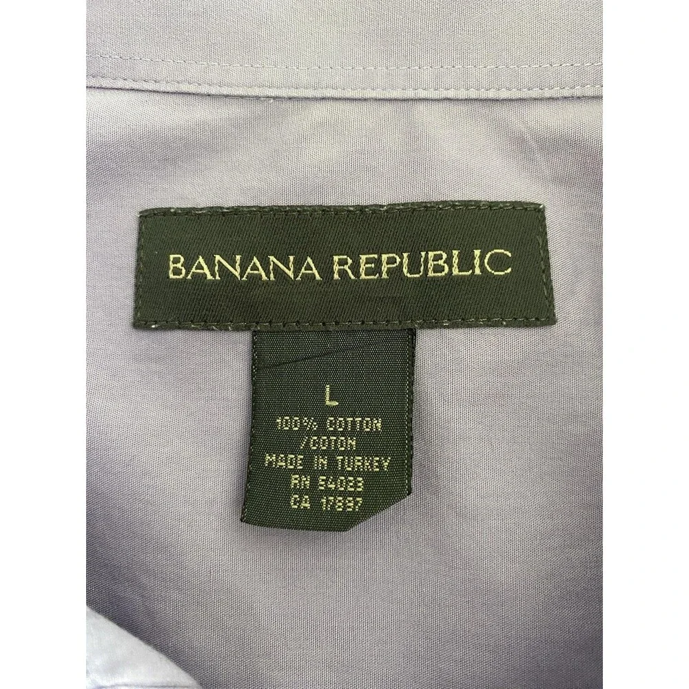 Banana Republic Shirt Mens Large Purple Solid Long Sleeve 100% Cotton Pocket